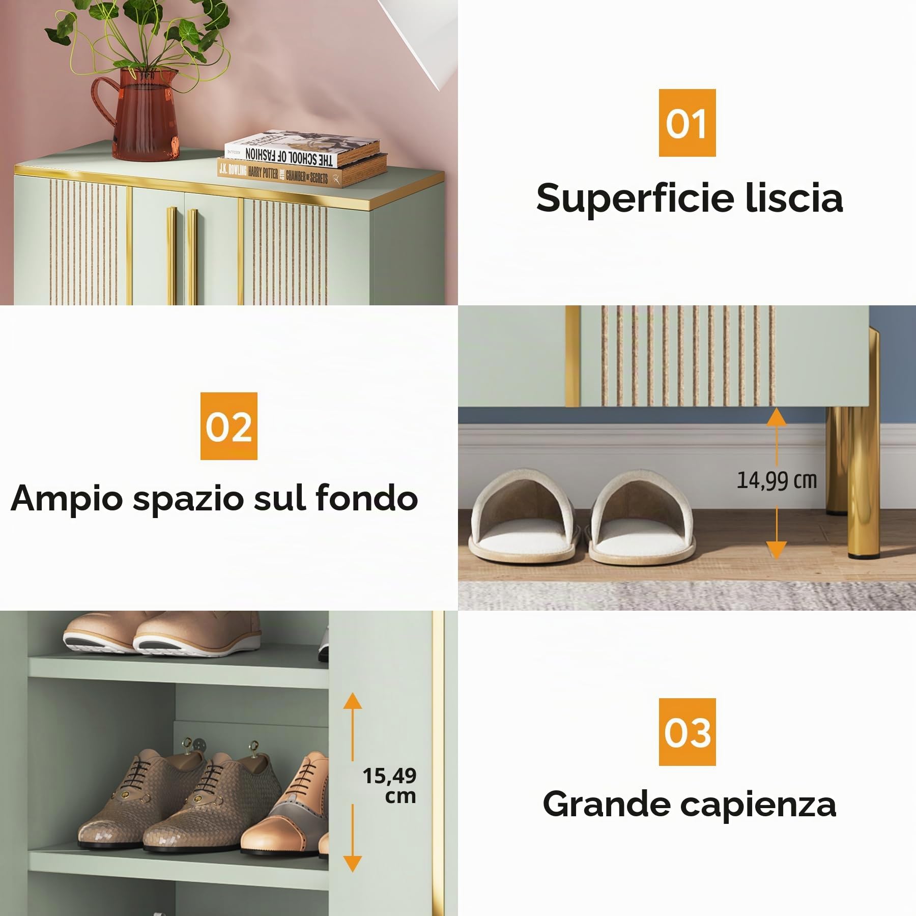 Tribesigns Scarpiera con 2 ante,70 x 35 x 100 cm, Scarpiera a 6 livelli con ripiani regolabili,per 22 paia di scarpe, organizzatore per ingresso, corridoio, armadio, soggiorno, verde chiaro