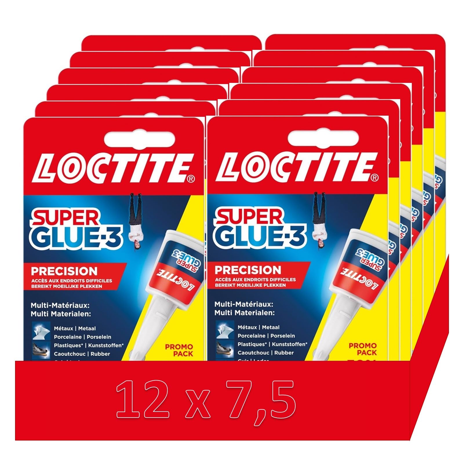 Super Glue-3 Precisión (12 botellas de 7,5 g) – Pegamento fuerte para reparaciones precisas – Pegamento líquido todos los materiales – Pegamento transparente de secado rápido