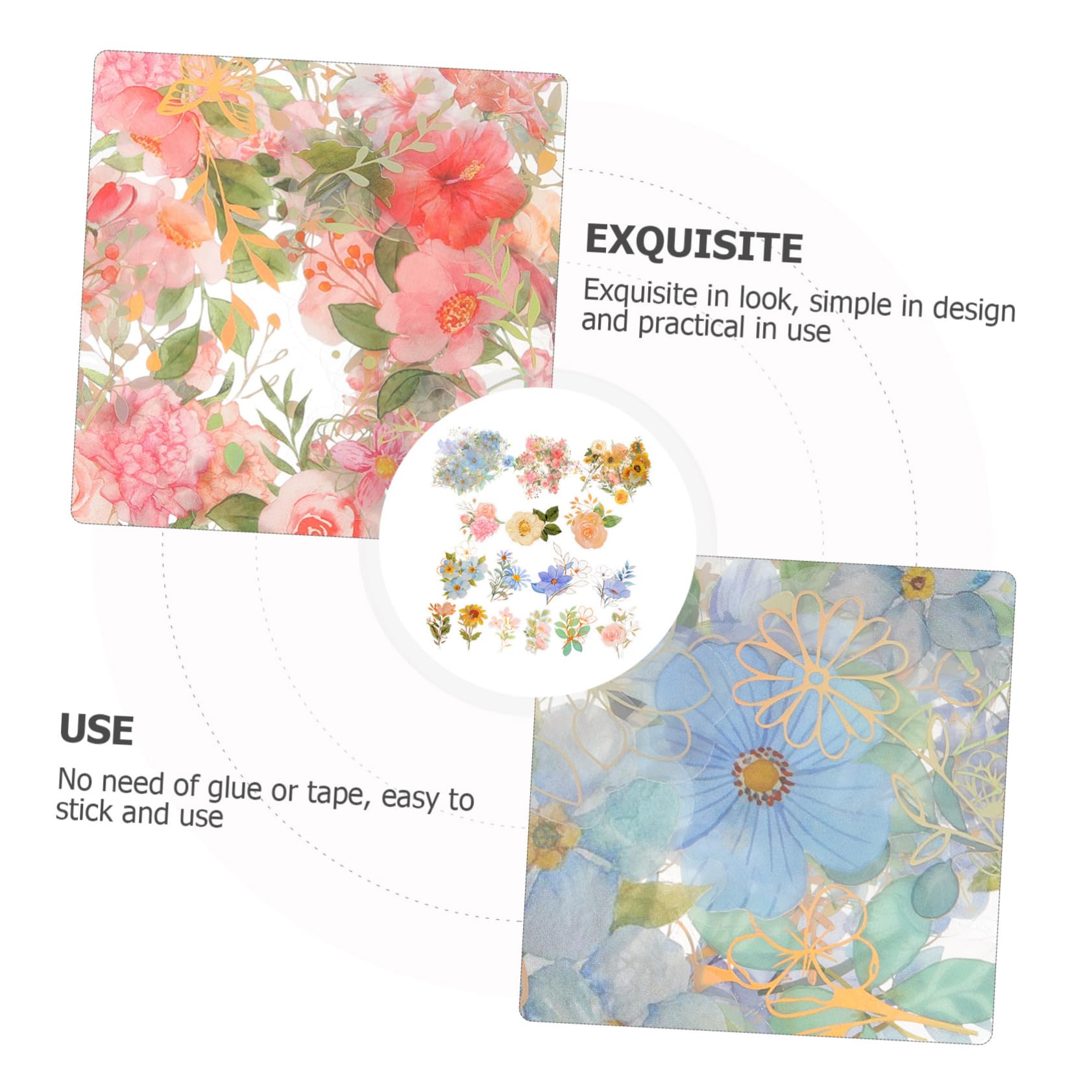 DOITOOL 12 Set Adesivi Floreali per Scrapbooking Stickers Plastici Trasparenti e Impermeabili per Album Fai da Te Decorazioni per Bottiglie Computer e Biglietti