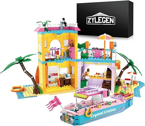 Miniatura 1 de ZYLEGEN Beach House Castle - Juguetes de construcción de princesas, juego de construcción de casa de ensueño para niñas, castillo de princesa rosa,