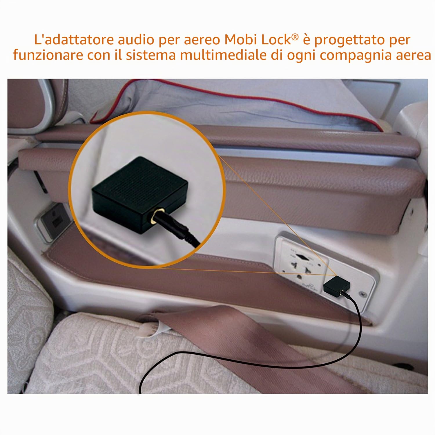 Mobi Lock 2 Pezzi Adattatori per Cuffie da Aereo Placcati in Oro - Usa le Tue Cuffie con i Sistemi di Intrattenimento in Volo dell’Aereo - Ottima Qualità del Suono in Tutti gli Aerei