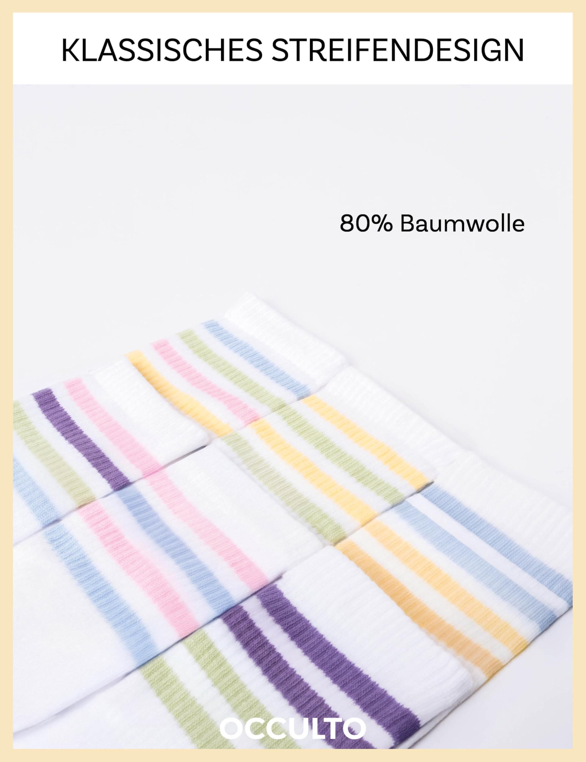 Occulto Damen Retro Tennissocken 80% Baumwolle 6er Pack (Modell: Steffi)