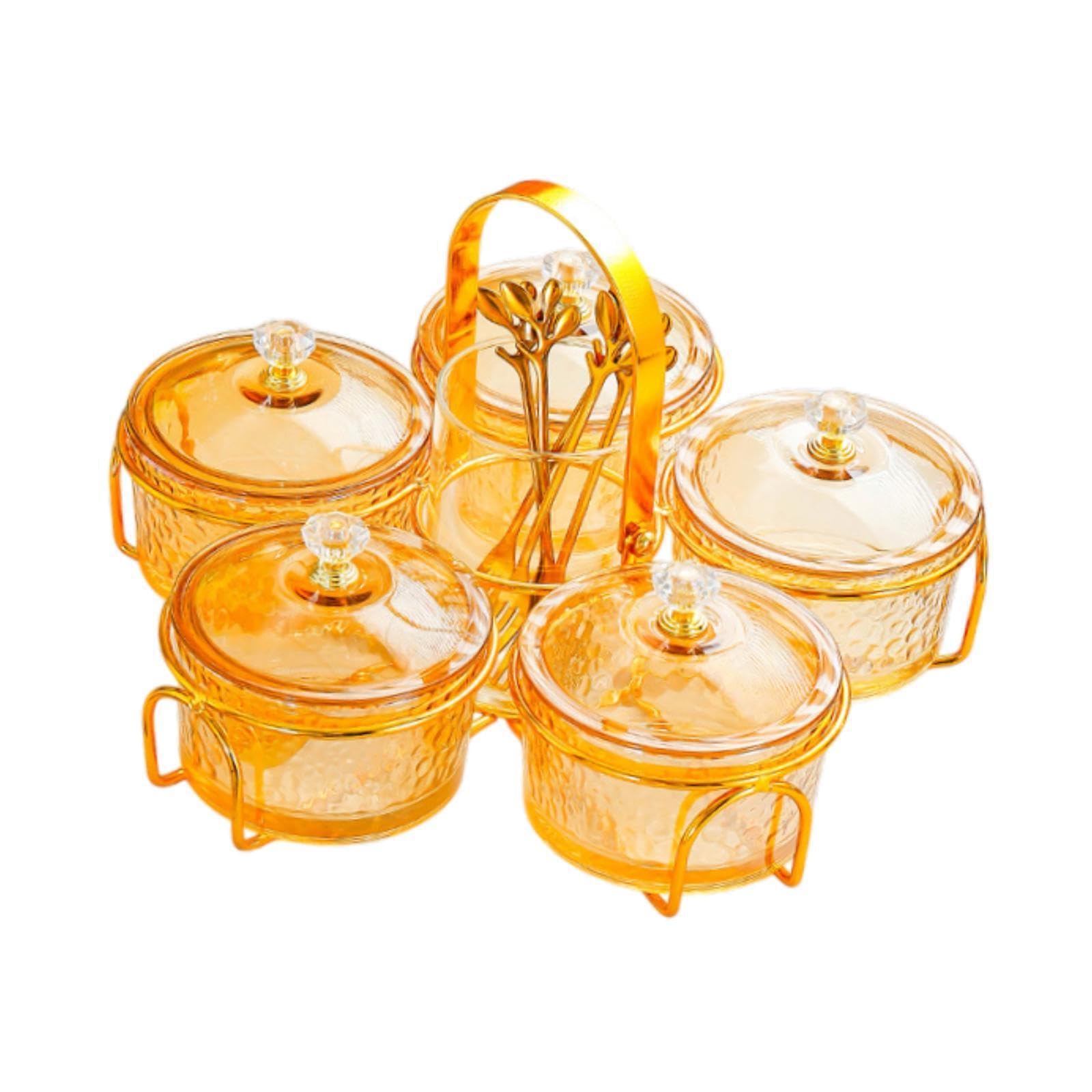 Yixannx Amber Candy Nut Serving Tray Divided Serving Tray Offers Versatility While Presenting Nuts And Dried Fruits In Beautiful Manner Fruit Container With Lid, 16X24cm