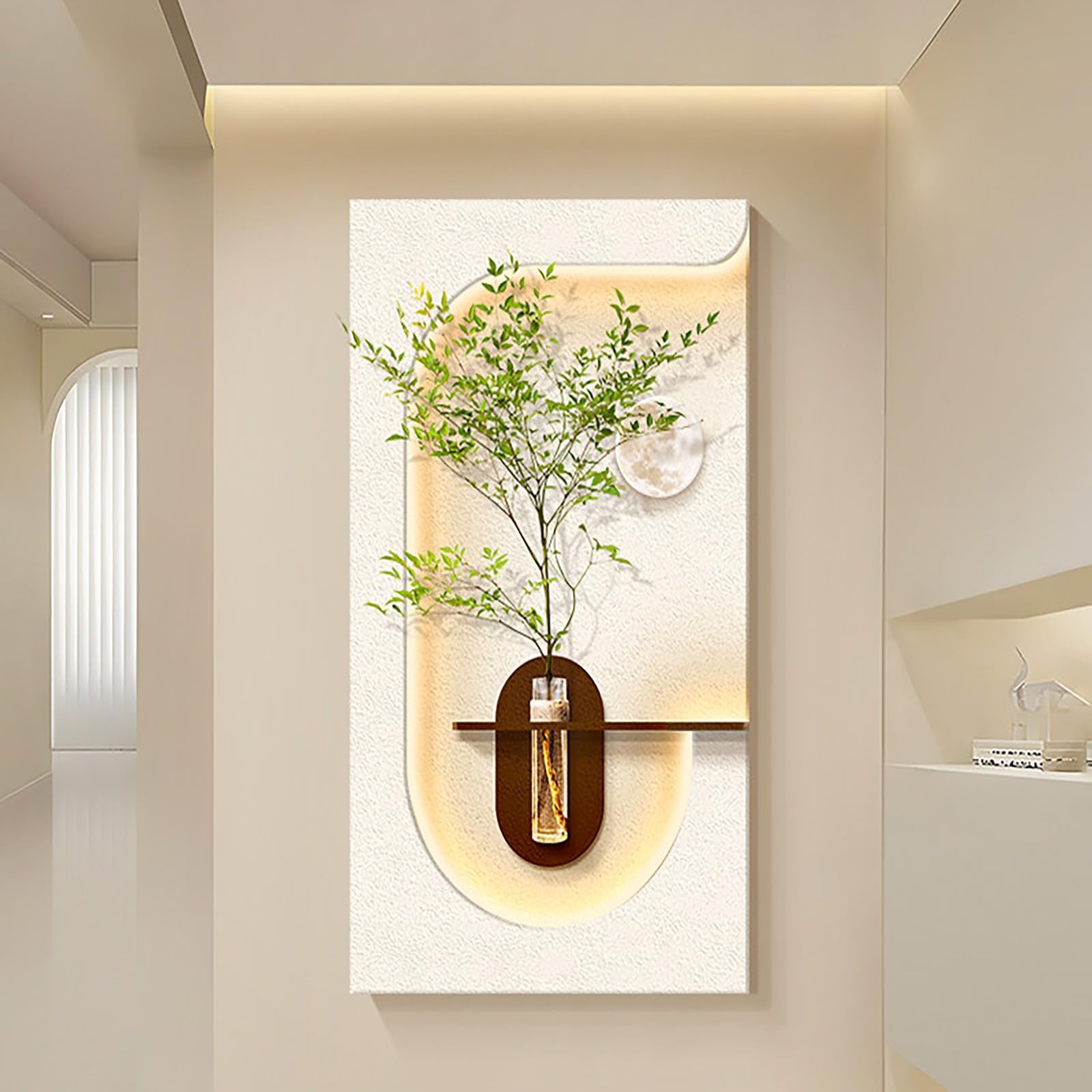 ZCQMSCWW 3D LED Minimalist Sandstone Textured Wall Sculpture Decor, Warm Light with Remote & Plug-in for Living Room, Study, Entrance(Y,120 * 70cm/47.2 * 27.5in)
