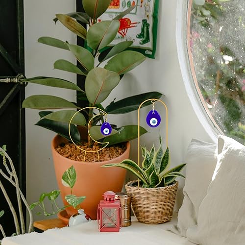 Miniatura 4 de Paquete de 2 enrejados pequeños para plantas en maceta, estacas de soporte de metal dorado para plantas trepadoras de interior, accesorios de