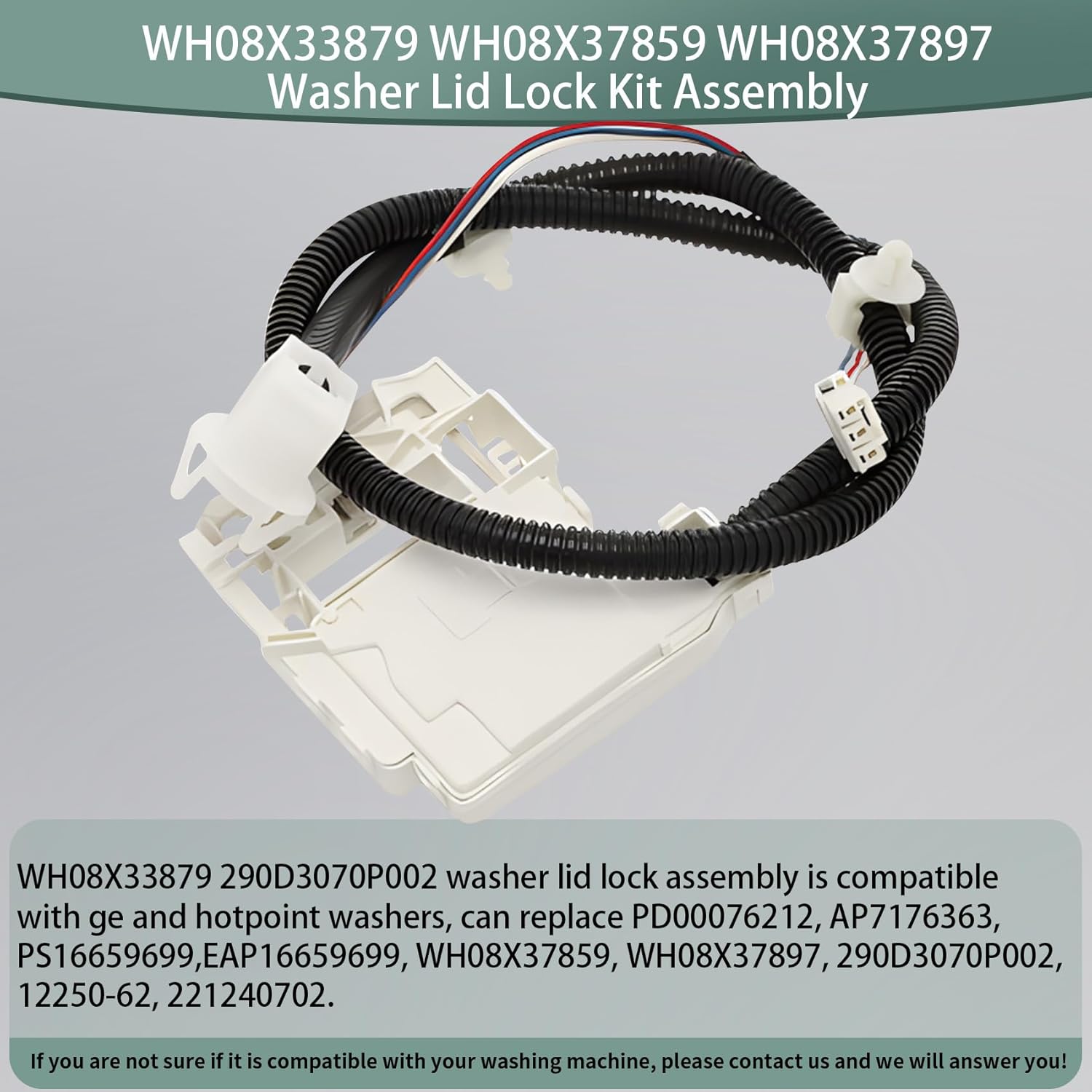 WH08X33879 WH08X37859 WH08X37897 Washer Lid Lock Assembly Fit for ge Replace Models PTW600BSR1WS PTW600BPR1DG PTW605BPR1DG PTW700BPT0DG PTW900BPT0DG PTW905BPT0RS HTW265ASW0WW GTW220ACW0WW GTW385ASW0WS