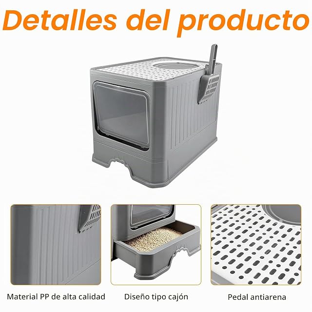 Foto 6 de 7 de Ravytha Arenero Cerrado Gato Cubierto, Mueble Arenero Gatos Bandeja, Cagadero, Caja de Arena, Bandeja, WC