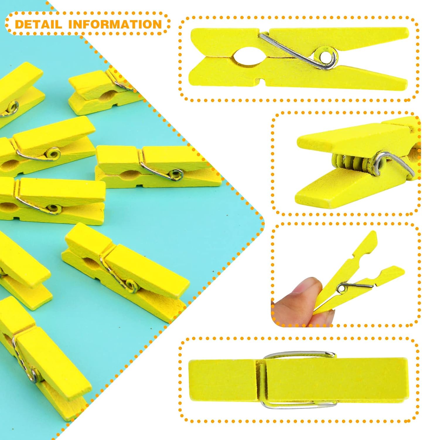 Jdesun 50pcs Photo Wood Clips Natural Wooden Mini Clothespins Paper Peg Pins Clips Laundry Pins for Hanging Clothing Pictures Home Storage Art Craft Display, Yellow image 4