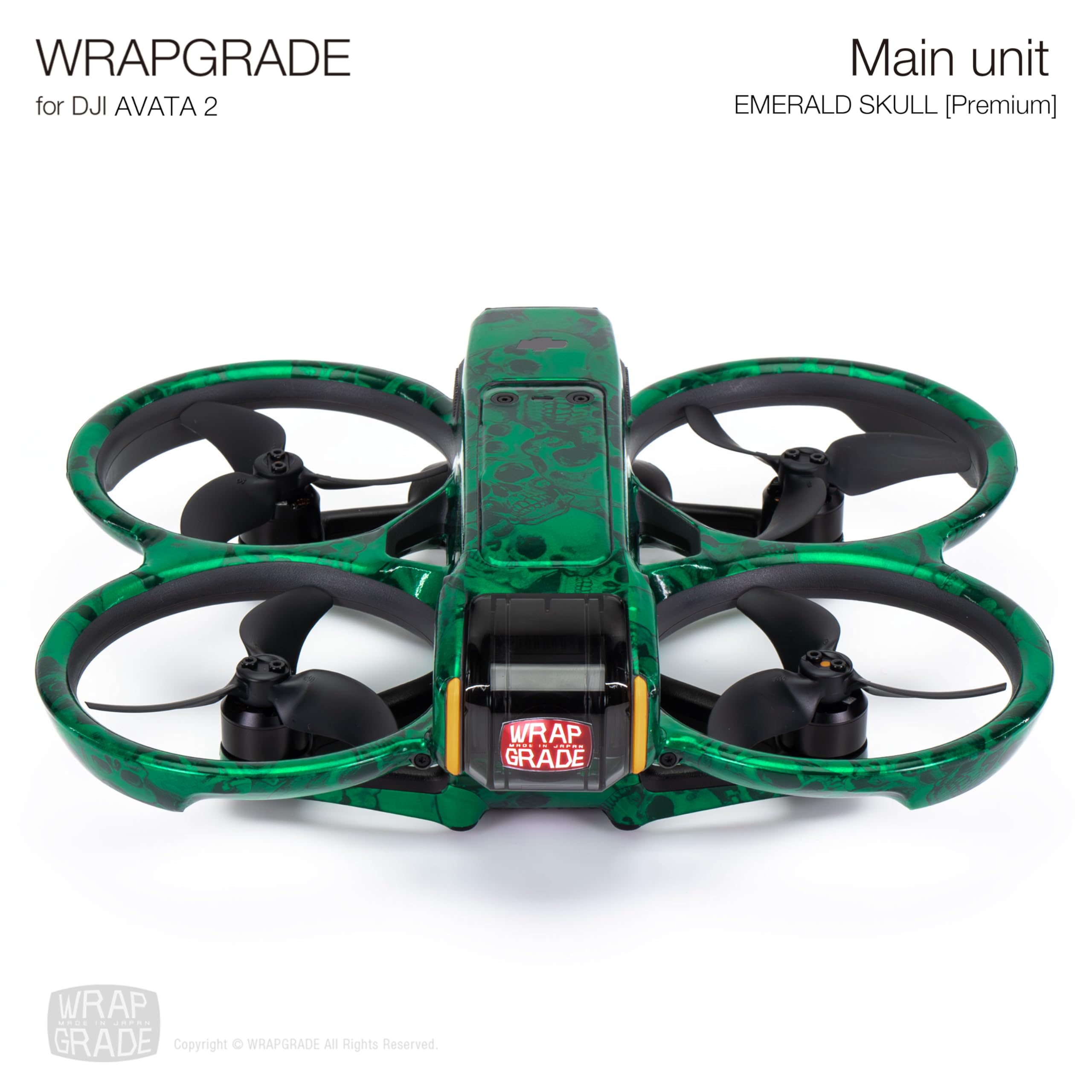 WRAPGRADE Skin Stickers Compatible with DJI Avata 2 (Emerald Skull)