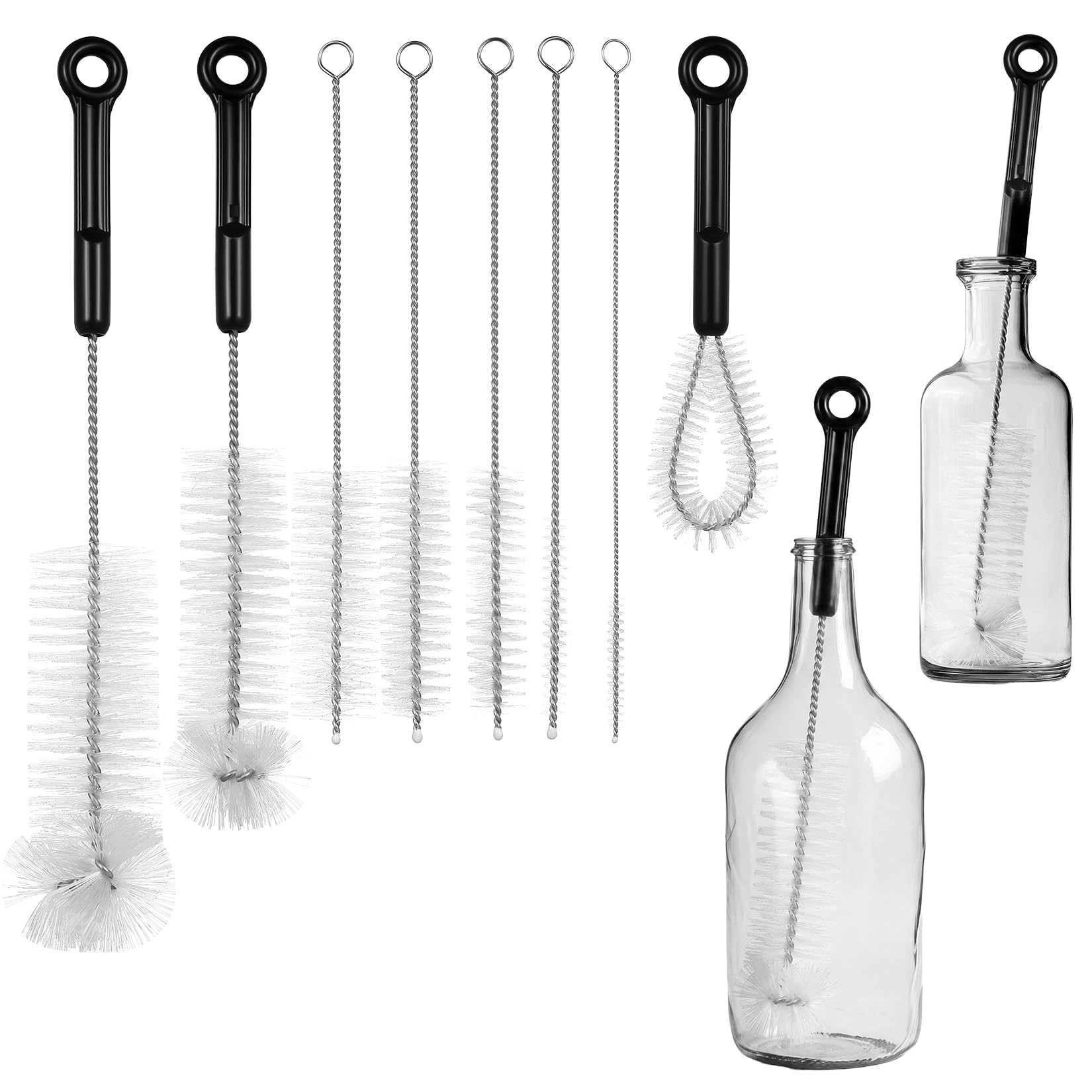 8 Pcs Water Bottle Brushes for Cleanings,Long Handle Water Bottle Cleaning Brushes for Small Spaces,Pipe Cleaners Straw Cleaner Brush Set for Baby Bottles Drinking Glasses Narrow Neck Bottles Flasks
