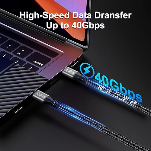 Miniatura 4 de Cable Thunderbolt 4 de 240 W de 6.6 pies, cable USB C Thunderbolt 4 para monitor, cable compatible con transferencia de datos de 40 Gbps y video
