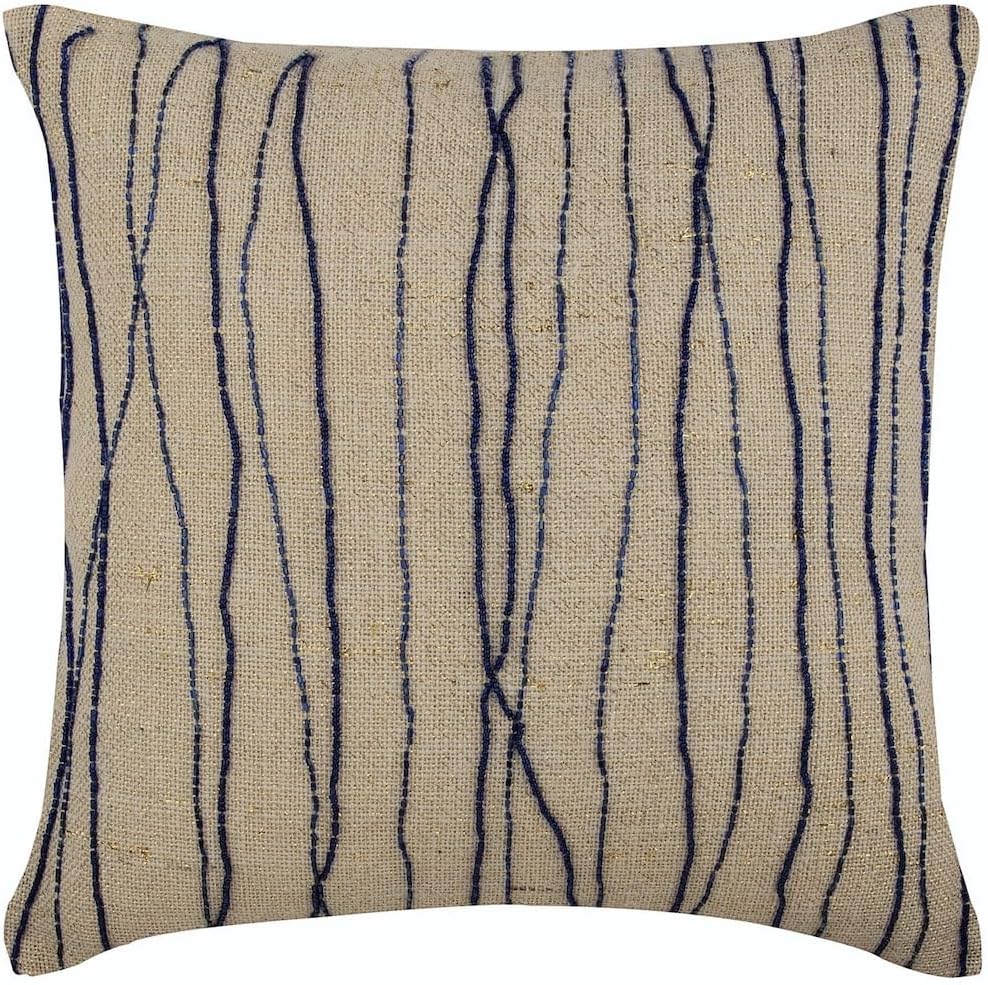 The HomeCentric Euro Pillow Shams, Euro Pillow Sham, Designer Blue Euro Shams Pack of 2, 26x26 inch (65x65 cm), Burlap European Pillow Shams, Striped, Contemporary Euro Pillow Shams Easter - Sea King