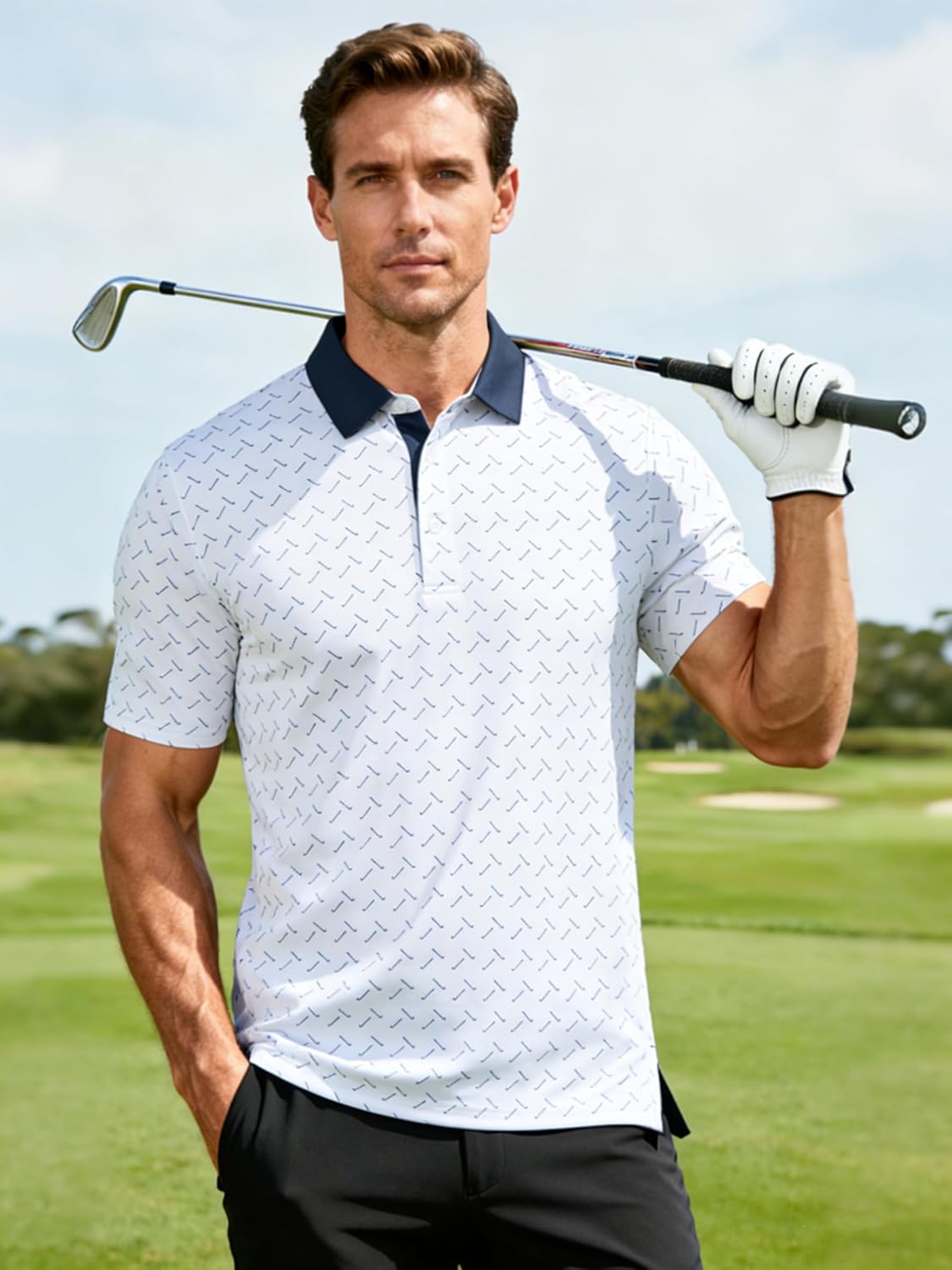 MAGCOMSEN Mens Polo Shirts Short Sleeve Print Patterns Collared Shirt Performance Moisture Wicking Golf Polos - Image 2