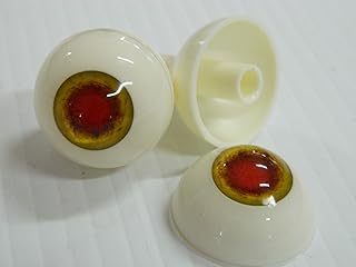 Pair of Realistic Life size Human/Zombie Acrylic Eyes for Halloween PROPS, MASKS, DOLLS (Horror Halo red/yellow eyes) 26mm