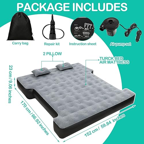 Miniatura 6 de Colchón inflable de aire para cama de camión camas cortas de camión colchón de aire inflable camión accesorios de campamento con almohadas de bomba