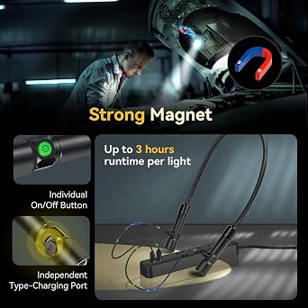 CLAKAP 1800LM Rechargeable LED Neck Light, Detachable Hands-Free Work Lamp