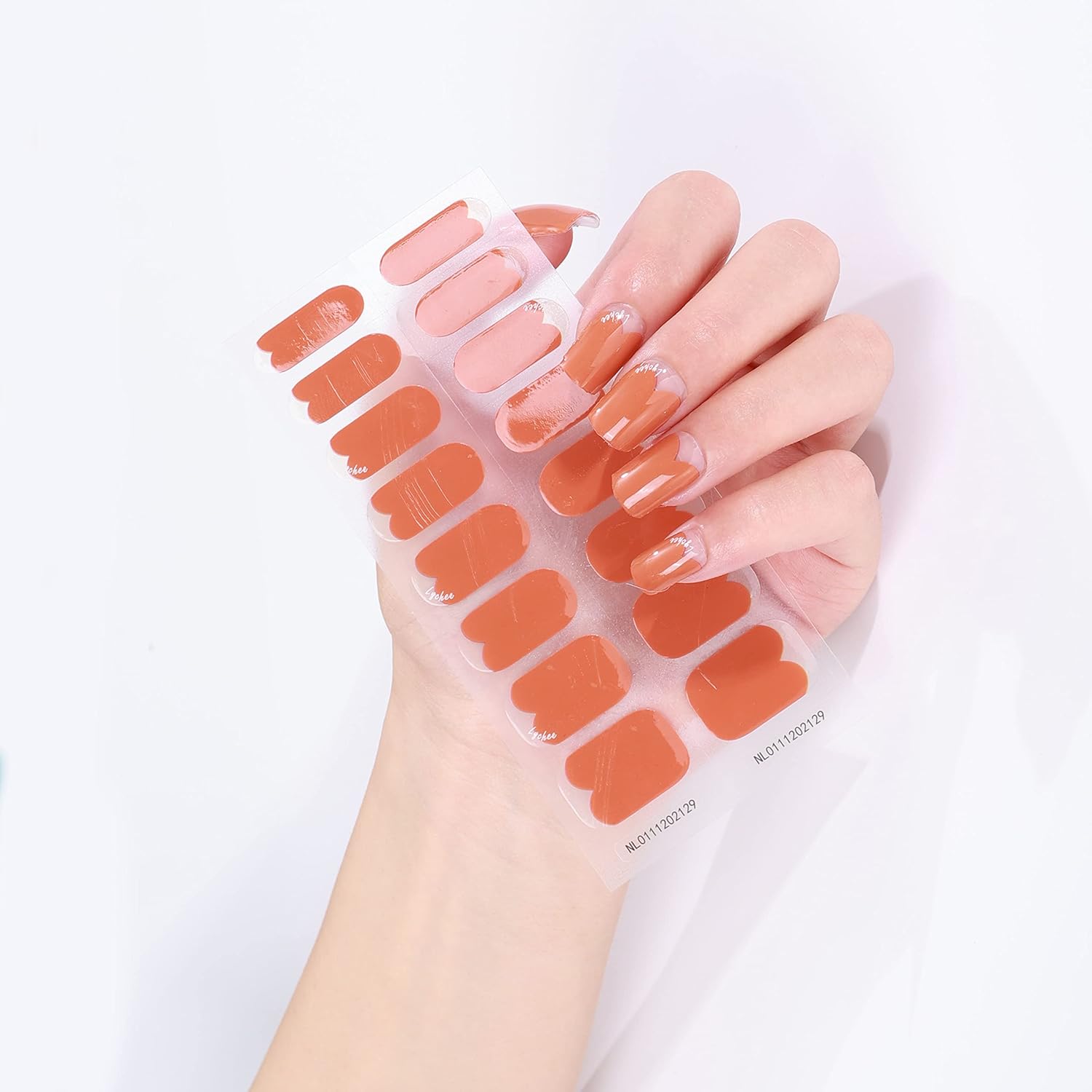 Lychee Designer Nails, 16 Semi Cured Gel Nail Stickers Strips Wraps ...