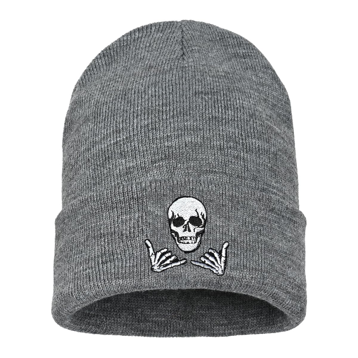 Embroidered Skeleton Beanie Hat Winter Stretch Knit Skull Cap for Men Women