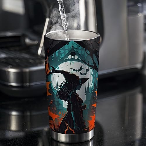 Miniatura 4 de ORCAE Vaso de Halloween de 20 onzas, vaso de bruja de Halloween, vaso de bruja de calabaza de Halloween, taza de viaje aislada con tapa, termo de