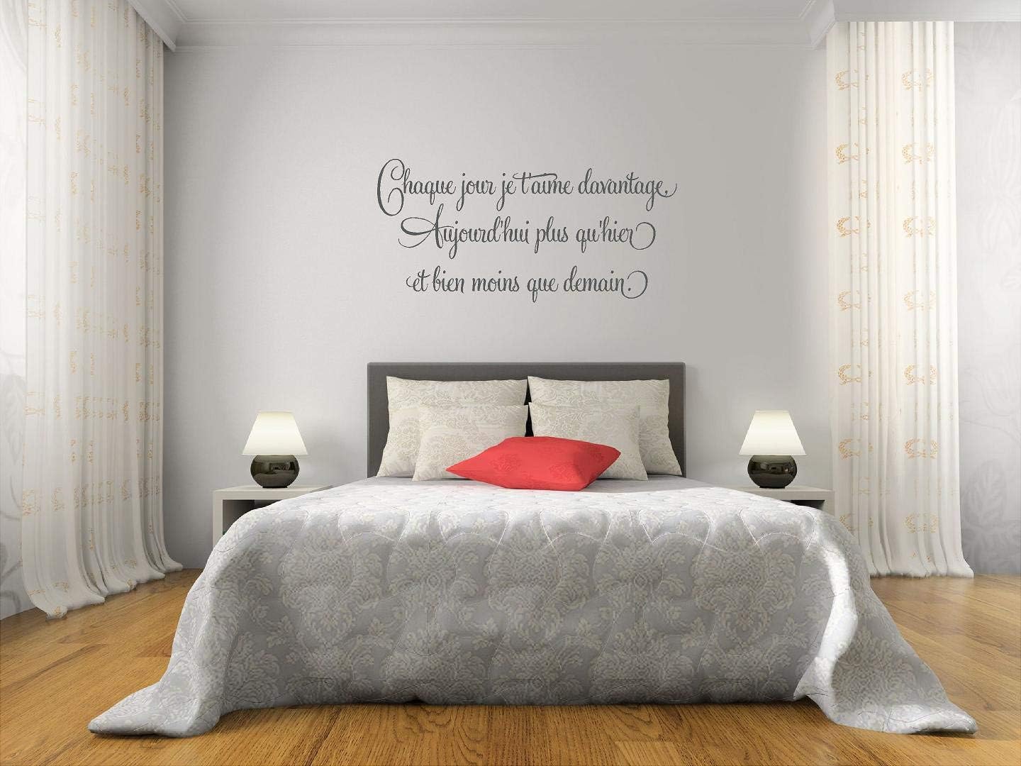 Chaque Jour Je T Aime Davantage Aujourd Hui Plus Qu Hier Et Bien Moins Que Demain Autocollant Mural En Vinyle Avec Citation Francaise Amazon Ca Outils Et Bricolage