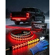 60-Inch LED Tailgate Light Bar Strip,2026 Truck Dynamic Taillight with Brake, Turn Signal, Reverse & Strobe Lighting,Weatherproof Arrow Design Turn Signal Flexible Strips,Plug and Play Easy Install