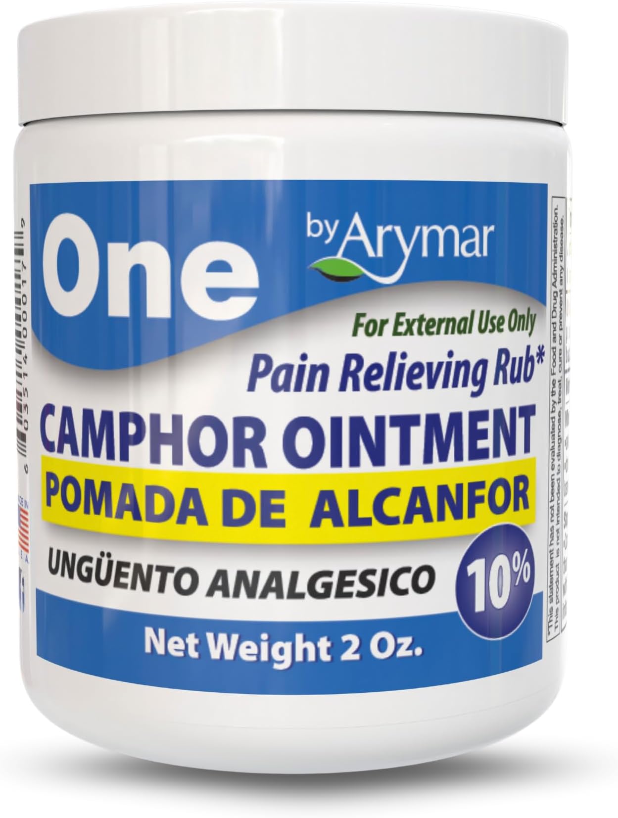 Arymar Camphor Ointment 10% . 2 oz Topical Cream Made in USA for Skin Comfort & Daily Use
