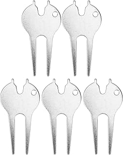 5Pcs Metal Golf Divot Tools - Stainless Steel Golf Divot Repair Tool Fork for Course Maintenance, Ball Mark Repair &Amp; Turf Care Accessories (Silver)
