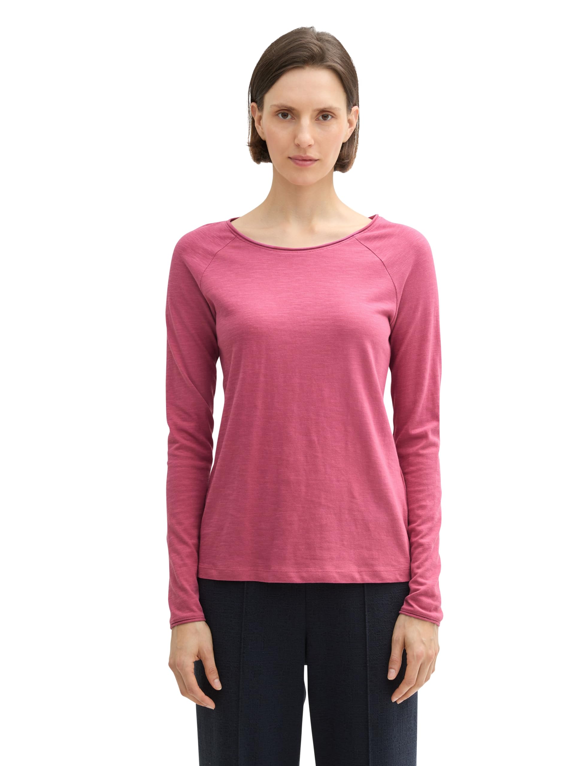 Tom Tailor Damen 1043134 Basic Longsleeve mit Raglan-Ärmeln