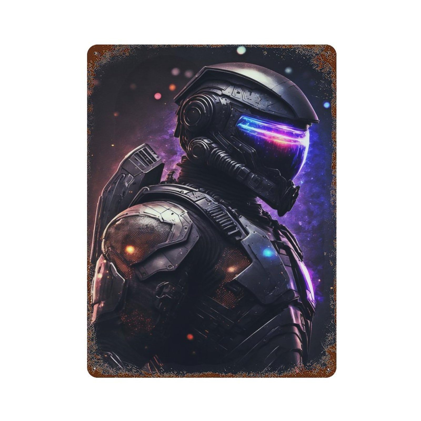 Garage Style Black Armor Rusty Metal Tin Sign 15.7"x11.8", Farmhouse Wall Decor for Bar And Workshop