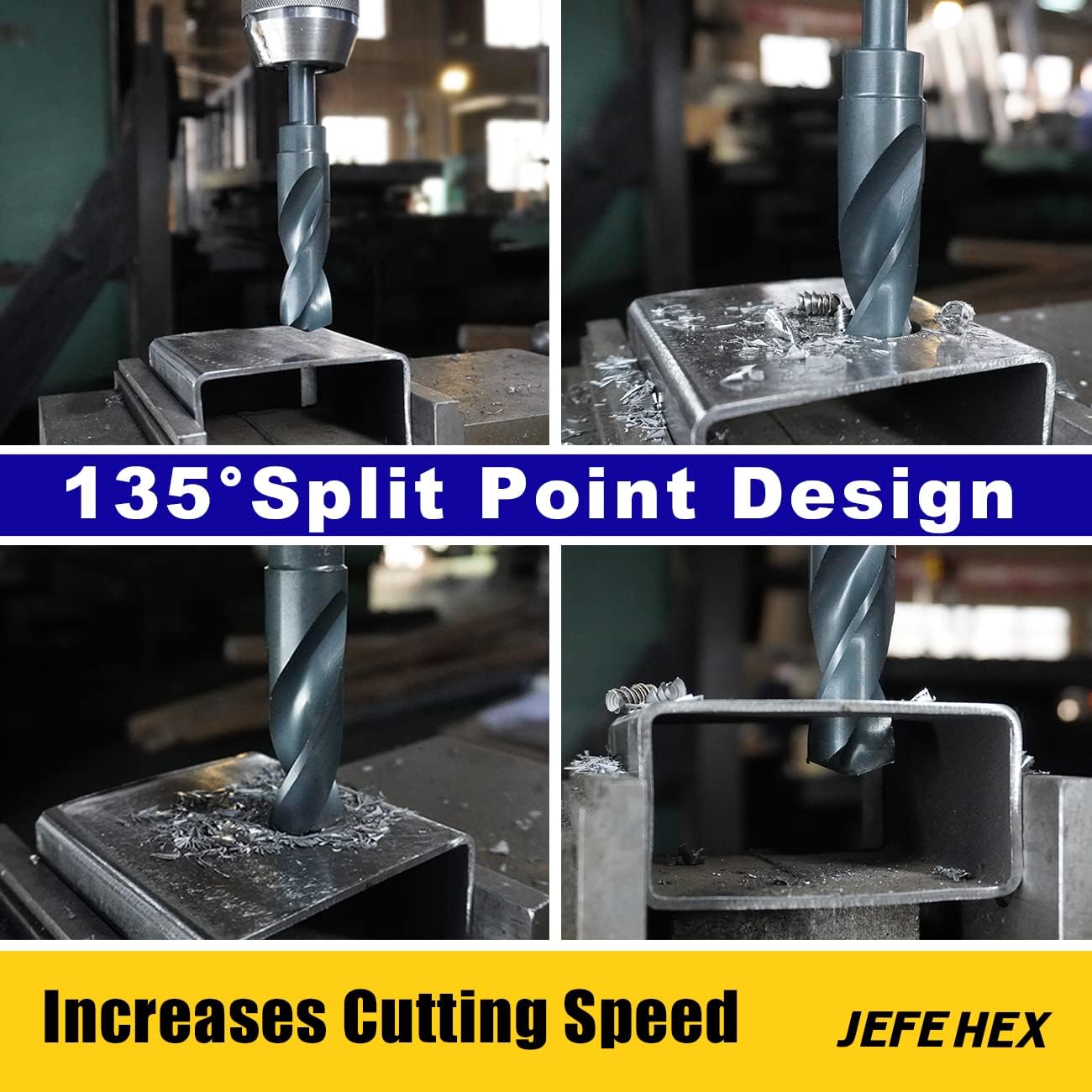 Handree 1pc 3/4" Reduced Shank Drill Bit, Silver & Deming HSS Black Oxide, 135째 Split Point for Industrial Metal/Wood/Plastic Drilling