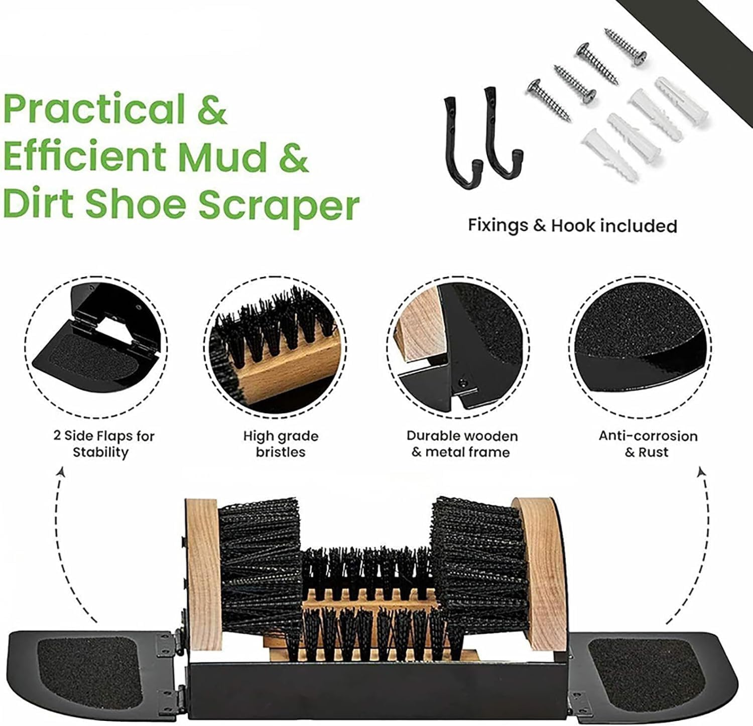 Cepillo limpiador de botas, herramienta raspadora de cerdas rígidas para eliminar el polvo, la nieve y el barro, esencial para deportes y zapatos al aire libre, canchas y jardines kit de limpieza