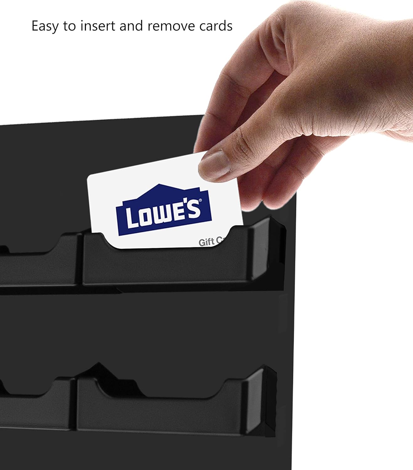 Marketing Holders Wall Business Card Holder with Hanging Hardware Black Acrylic 24 Slot Display Holds 3.5" x 2" Horizontal Printed Gift or Appointment Cards for Medical Facilities and Law Offices