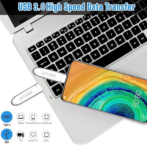 Miniatura 3 de DIDIVO Unidad flash USB C de 128 GB 2 en 1 de doble tipo -C USB de alta velocidad USB 3.0 Memory Stick con llavero de metal Jump Drive Photo Stick