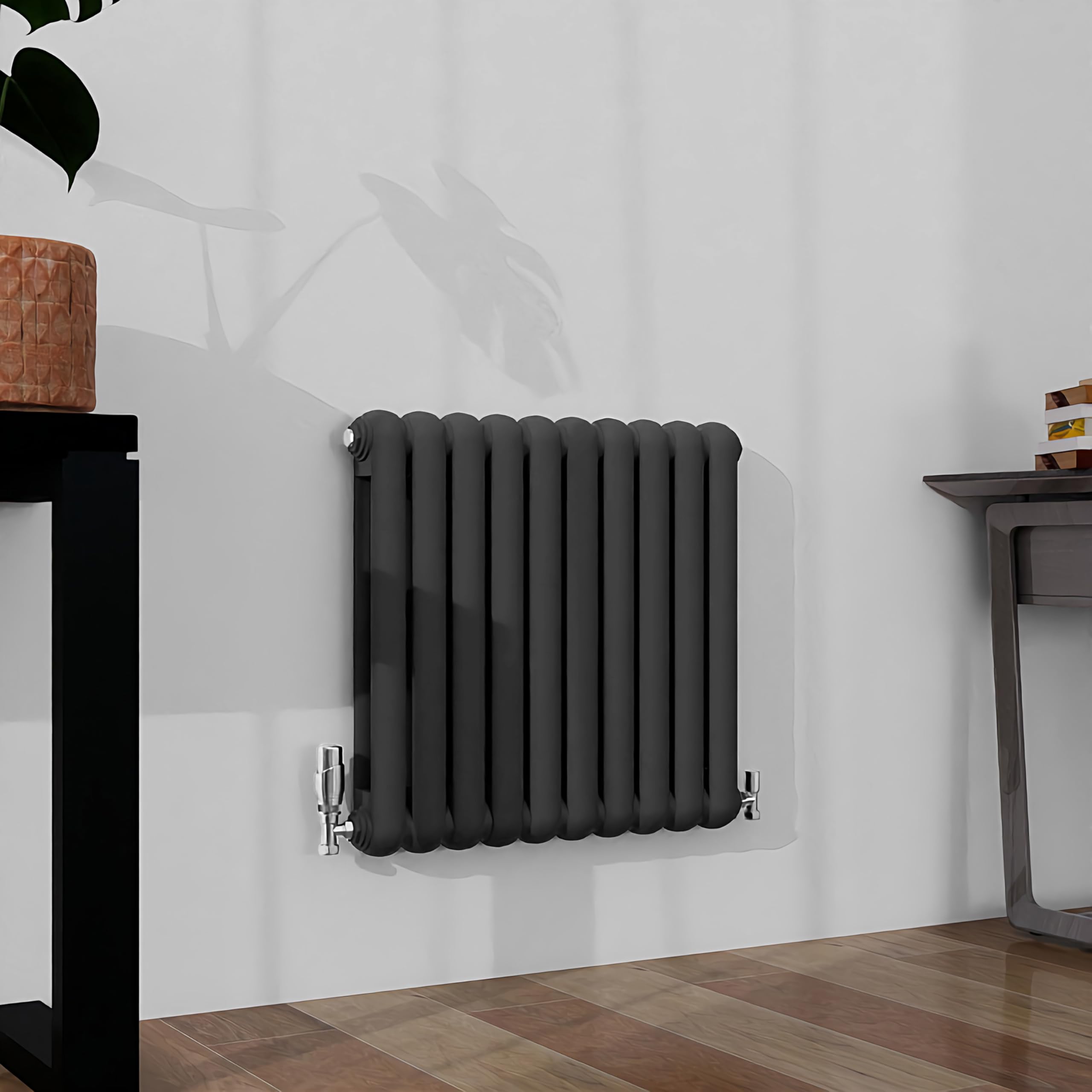 SLINE SANITARY Curved Horizontal Double Column Oval Radiator 600x624mm - Anthracite