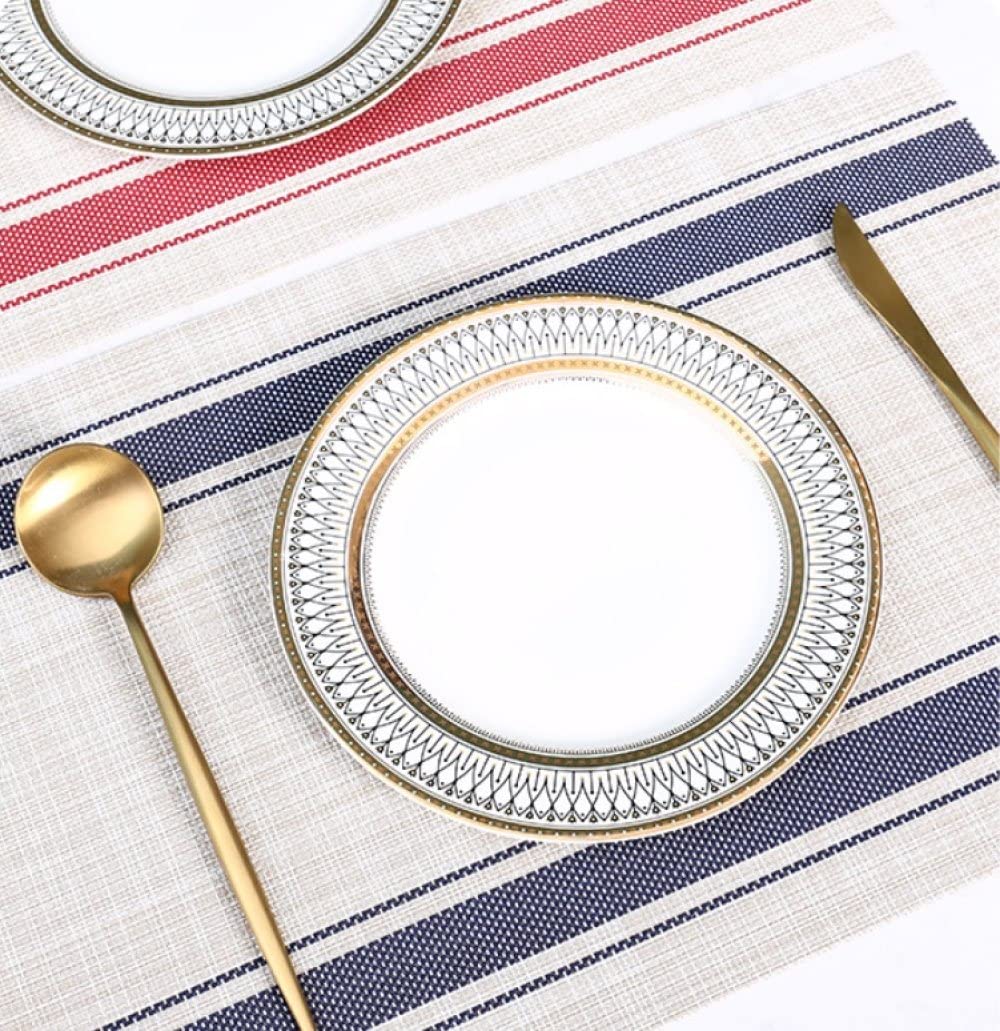 para la mesa, los cojines, Juego de 6 manteles individuales de PVC antideslizantes a rayas, manteles individuales de cocina lavables resistentes al calor, fáciles de limpiar, manteles antimanchas