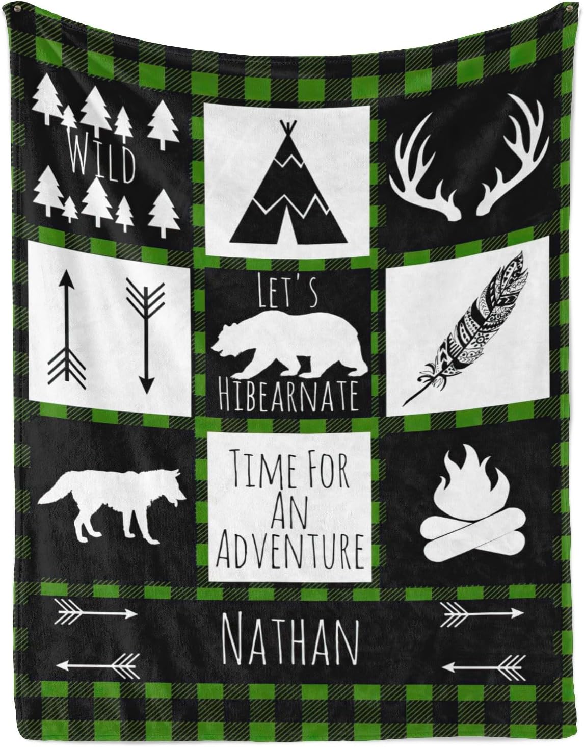 Personalized Baby Blanket for Boys Woodland Customize Baby Blanket with Name Baby Items Newborn Essentials Custom Gifts for New Mom - Green Woodland 50x60in