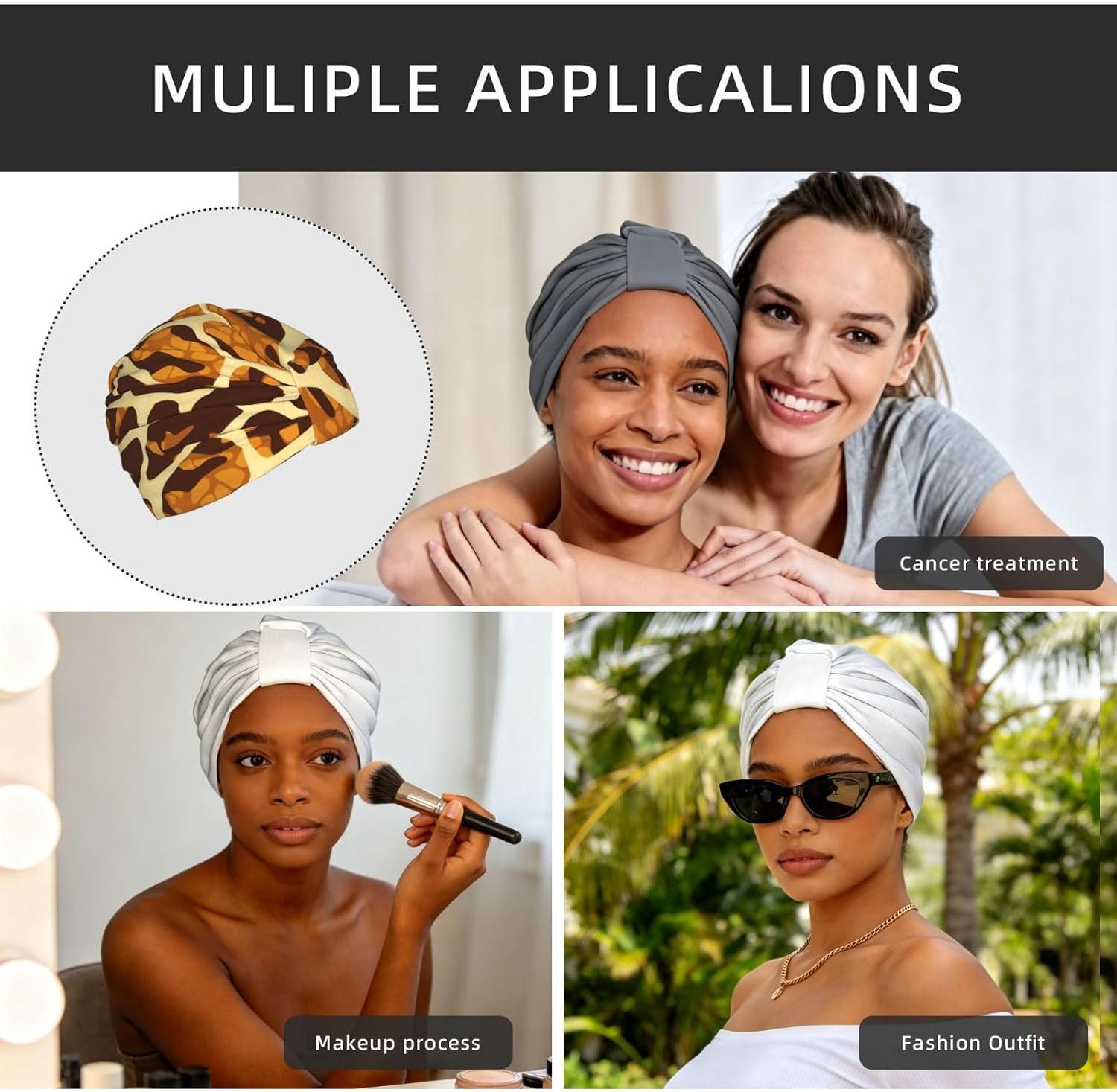 Giraffe Print Comfortable Pre-Tied Turban Headwrap - African Style Elastic Beanie For Chemo Patients, Adjustable Hair Cover Scarf For Yoga, Running, Or Daily Fashion image 5