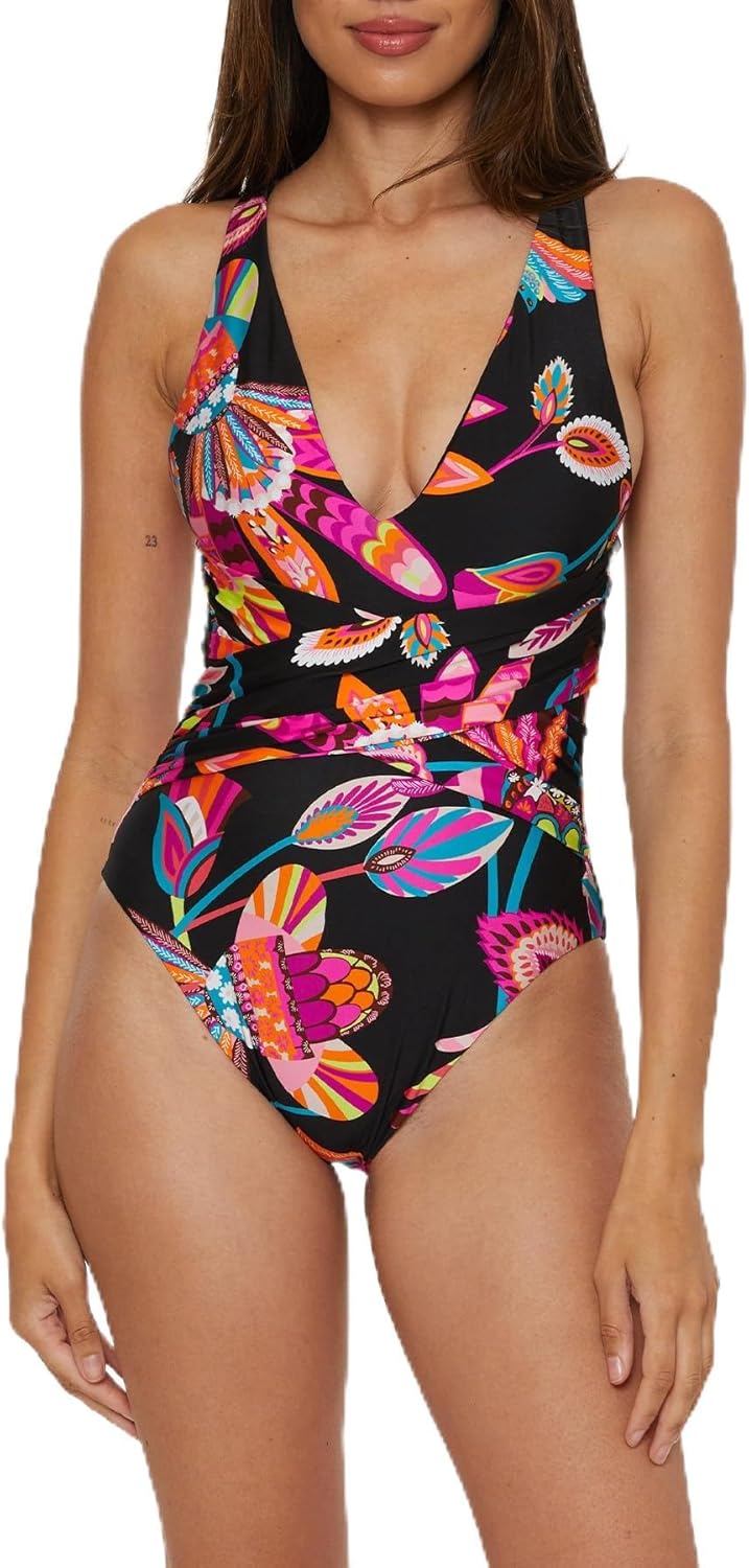 Trina Turk Women's Luminary One Piece Swimsuit, Floral Print, Adjustable, Bathing Suits for Women