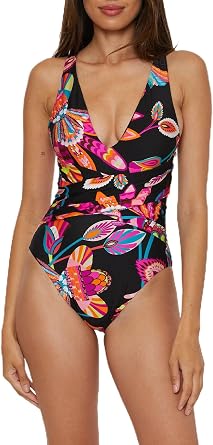 Trina Turk Womens Luminary One Piece Swimsuit, Floral Print, Adjustable, Bathing Suits for Women