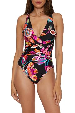 Trina Turk Womens Luminary One Piece Swimsuit Floral Print Adjustable Bathing Suits for Women