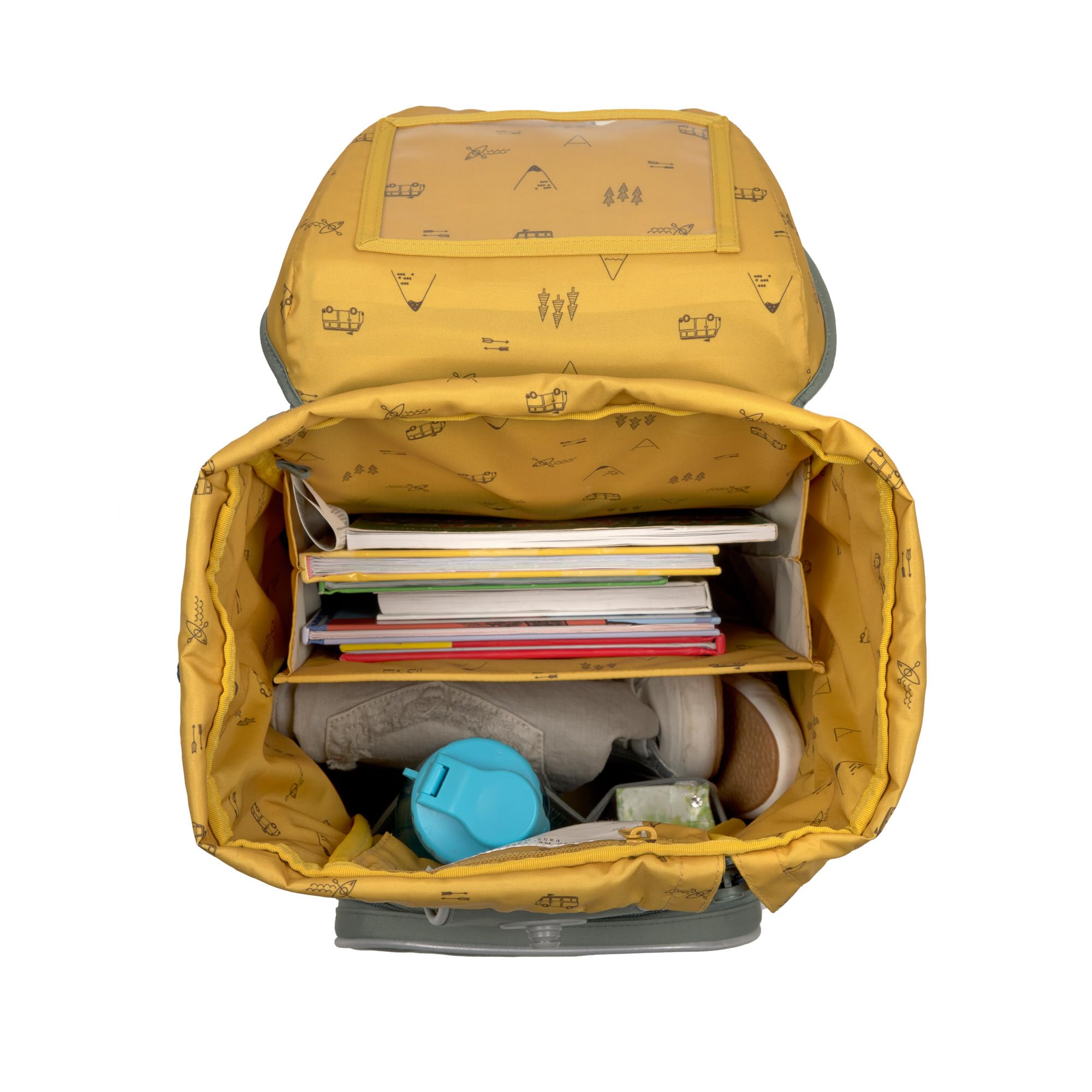 LÄSSIG Schulranzen Set mit Sporttasche, Federmäppchen, Stiftemäppchen, Turnbeutel und Brustbeutel ab 6 Jahre/School Bag Set Adventure Bus