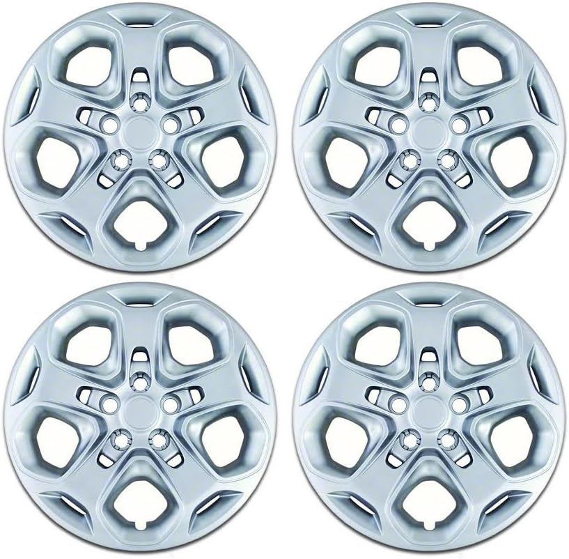 Set of 4 Silver 17 Inch Ford Fusion 5 Spoke Hubcap Wheel Covers w/ Push On Retention System - Aftermarket: IWC457/17S