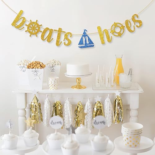 Miniatura 4 de Cartel dorado con purpurina de botes y azadas, divertido tema náutico, decoración de cumpleaños, tema de crucero, boda, compromiso, despedida de