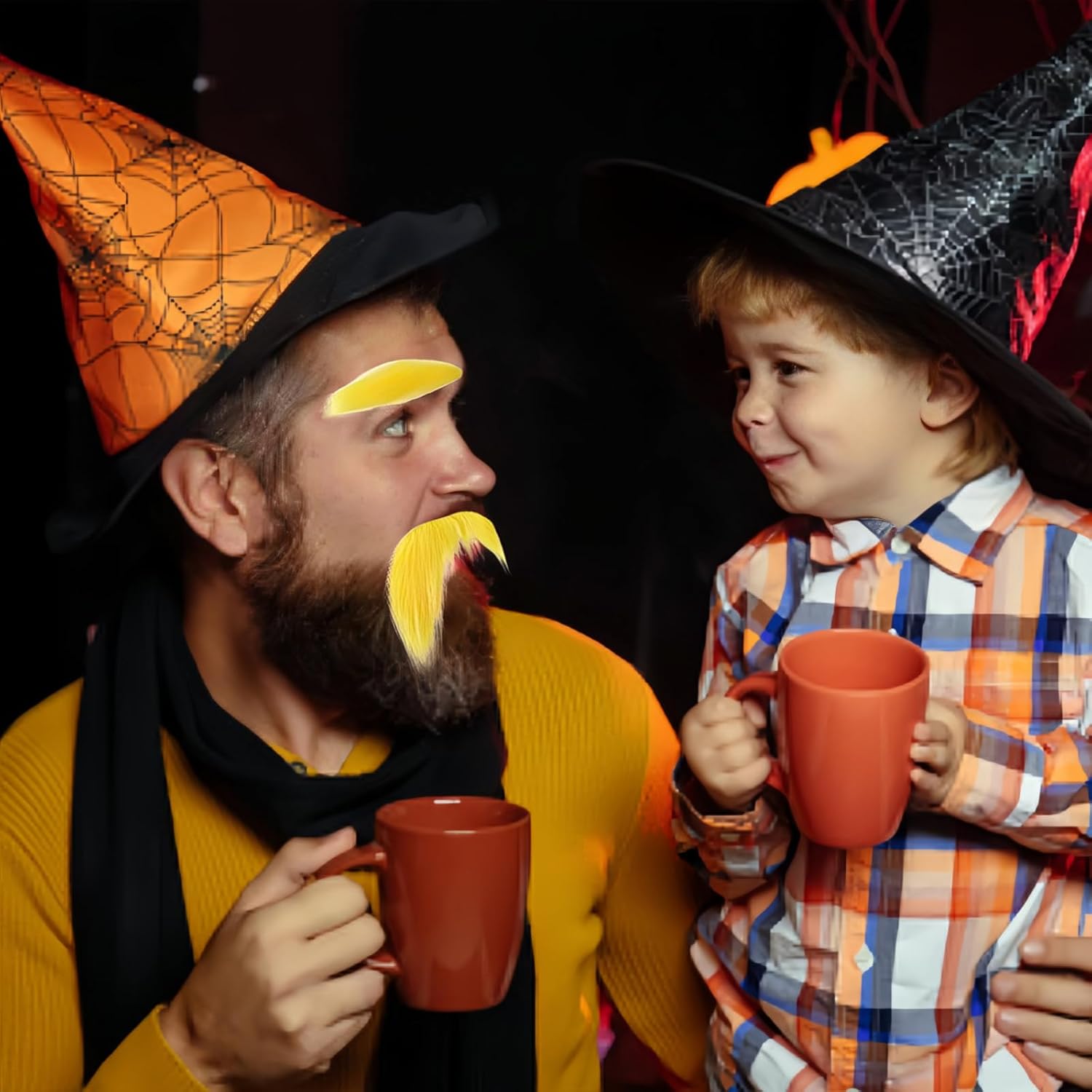 Yellow Mustache and Eyebrows Sets Fake Beard for Men (Set-A)