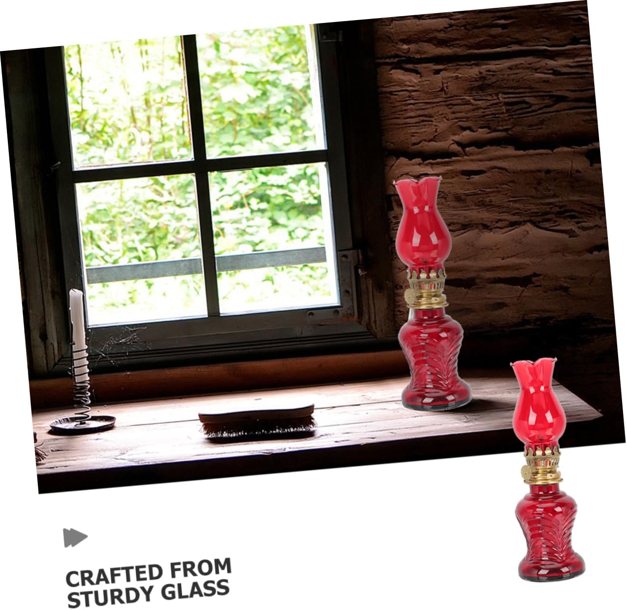 Cabilock 2pcs Vintage Kerosene Lanterns Antique Glass Oil Lamps for Romantic Outdoor Lighting for Camping Tents and Couples Includes Lamp Shade and Oil Bottle