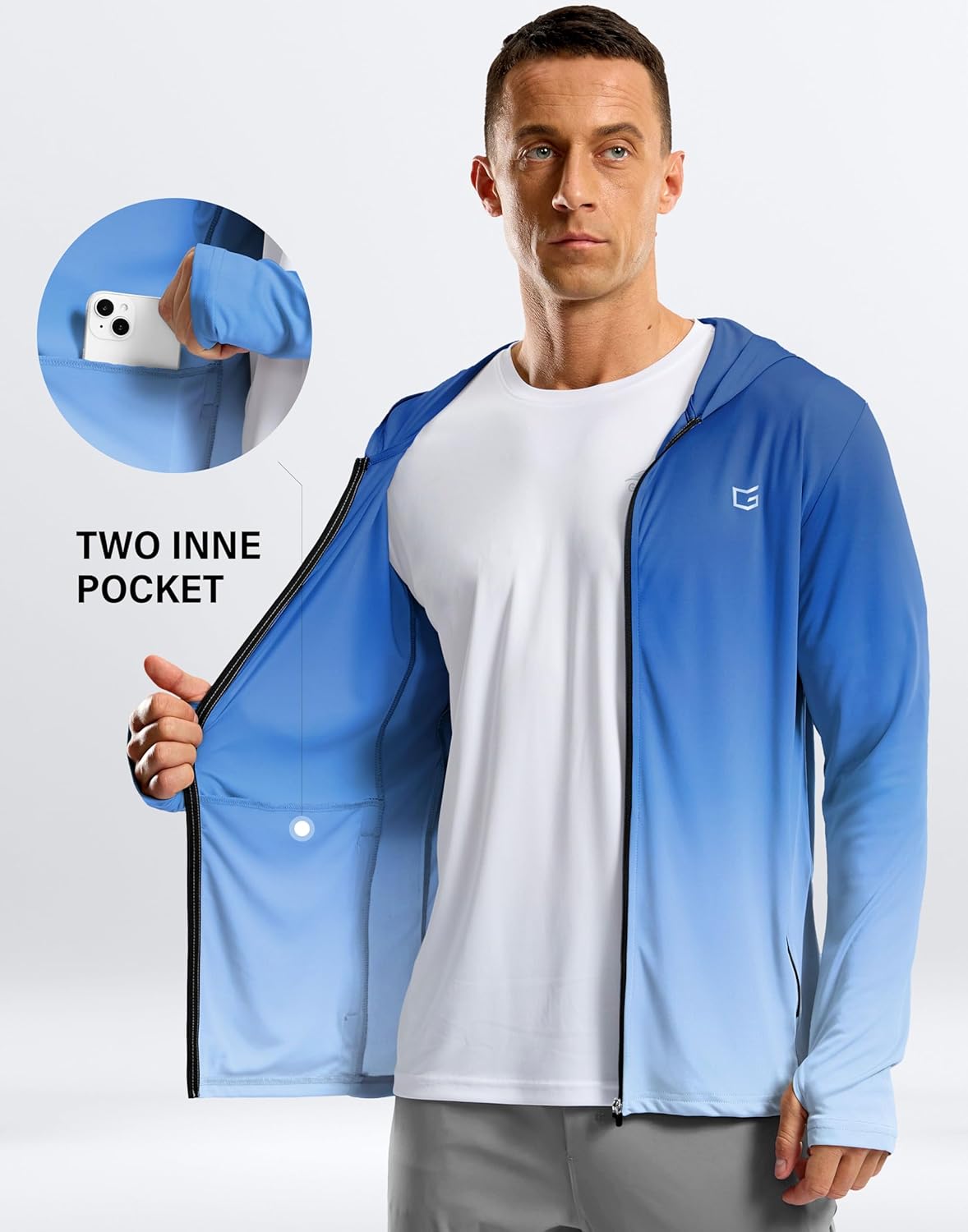 G Gradual Men's UPF 50+ Sun Protection Hoodie Jacket Lightweight Full Zip Hoodies Long Sleeve Shirts for Men Hiking Fishing - Image 5