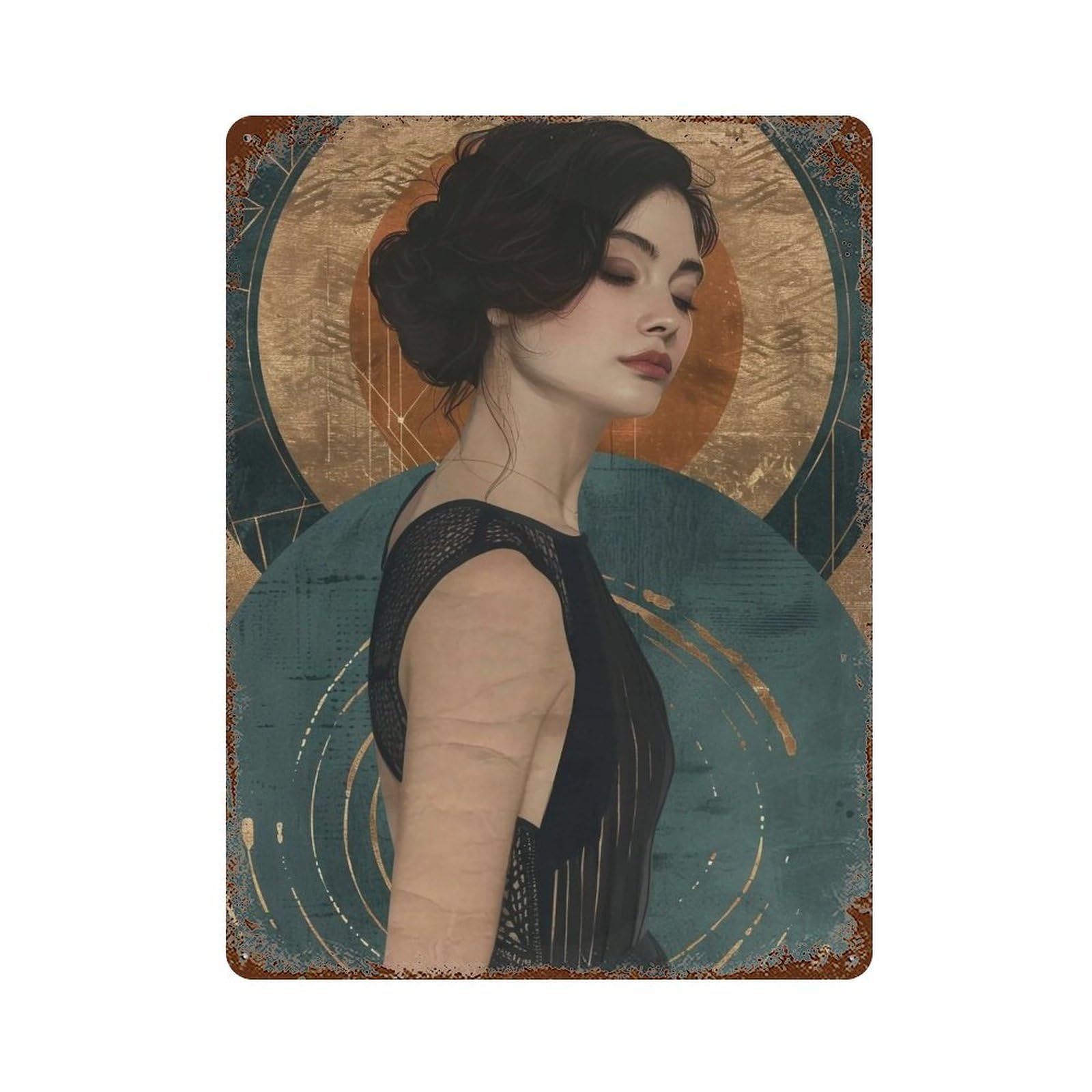 FHUYEURHRY Deco Flapper Woman 01 Wall Decor Retro Iron Vintage Art Metal Tin Sign Poster Modern Home Cofffee Club Art Bar Shop Decorations Style 40x30cm