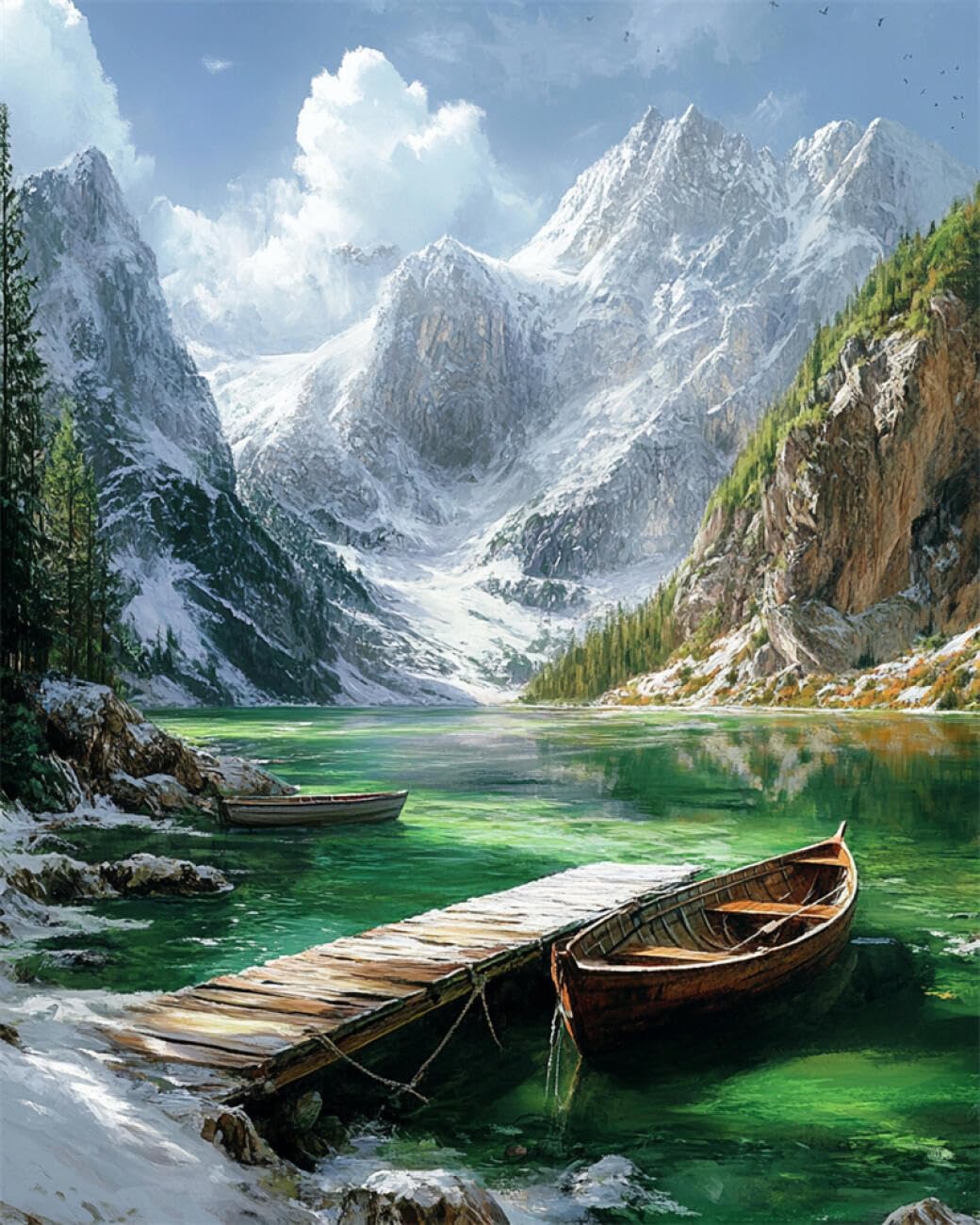 RKFLGEW DIY Bead Embroidery Kit Snow-Capped Mountains and Lakes 50x70cm