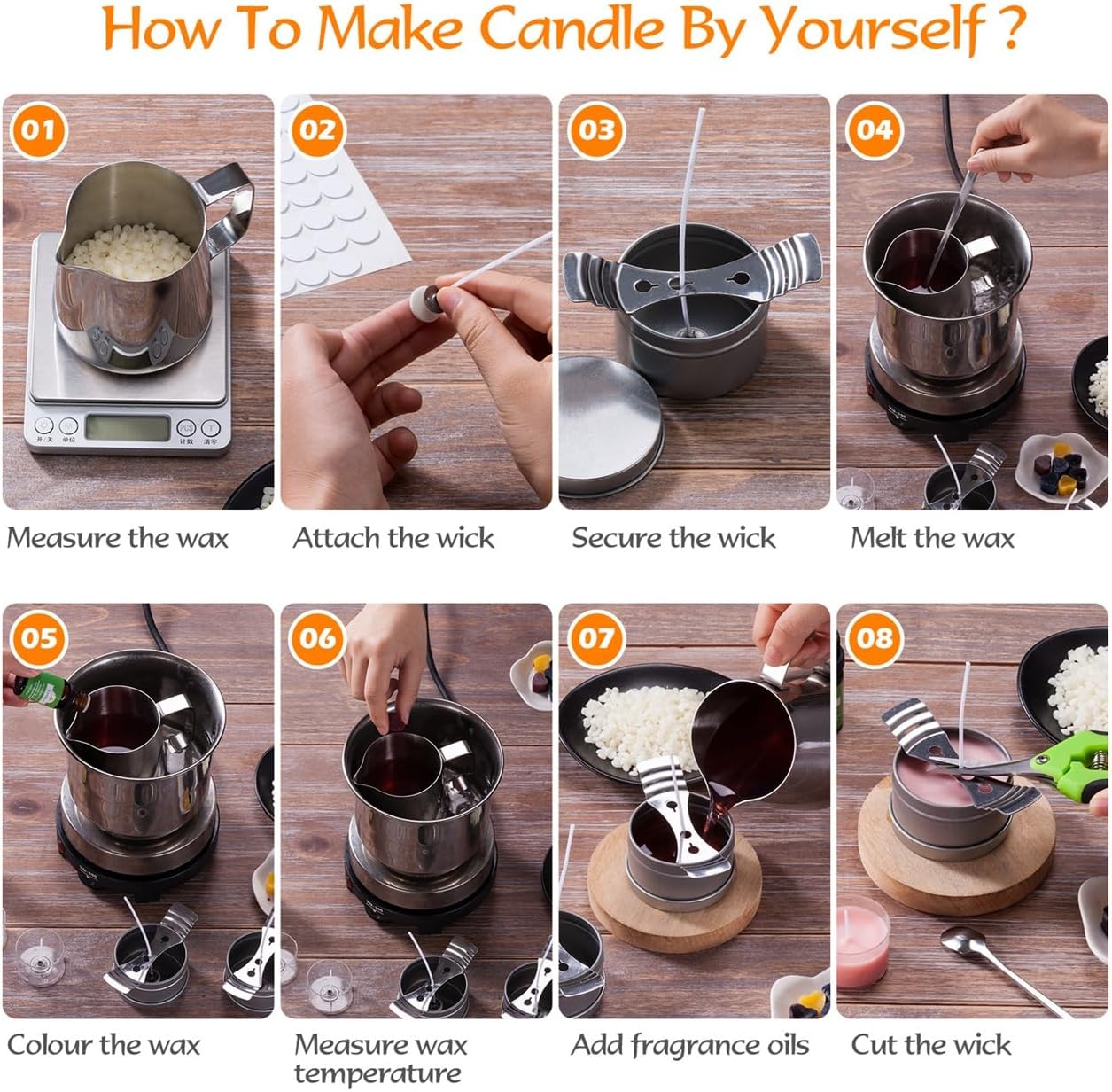 Omana Candle Making Kit for Adult Beginners Make Your Own Candles with DIY Starter Set Premium Soy Wax Maker All in Pack Easy Supplies Accessories Guide Aromatherapy Gift