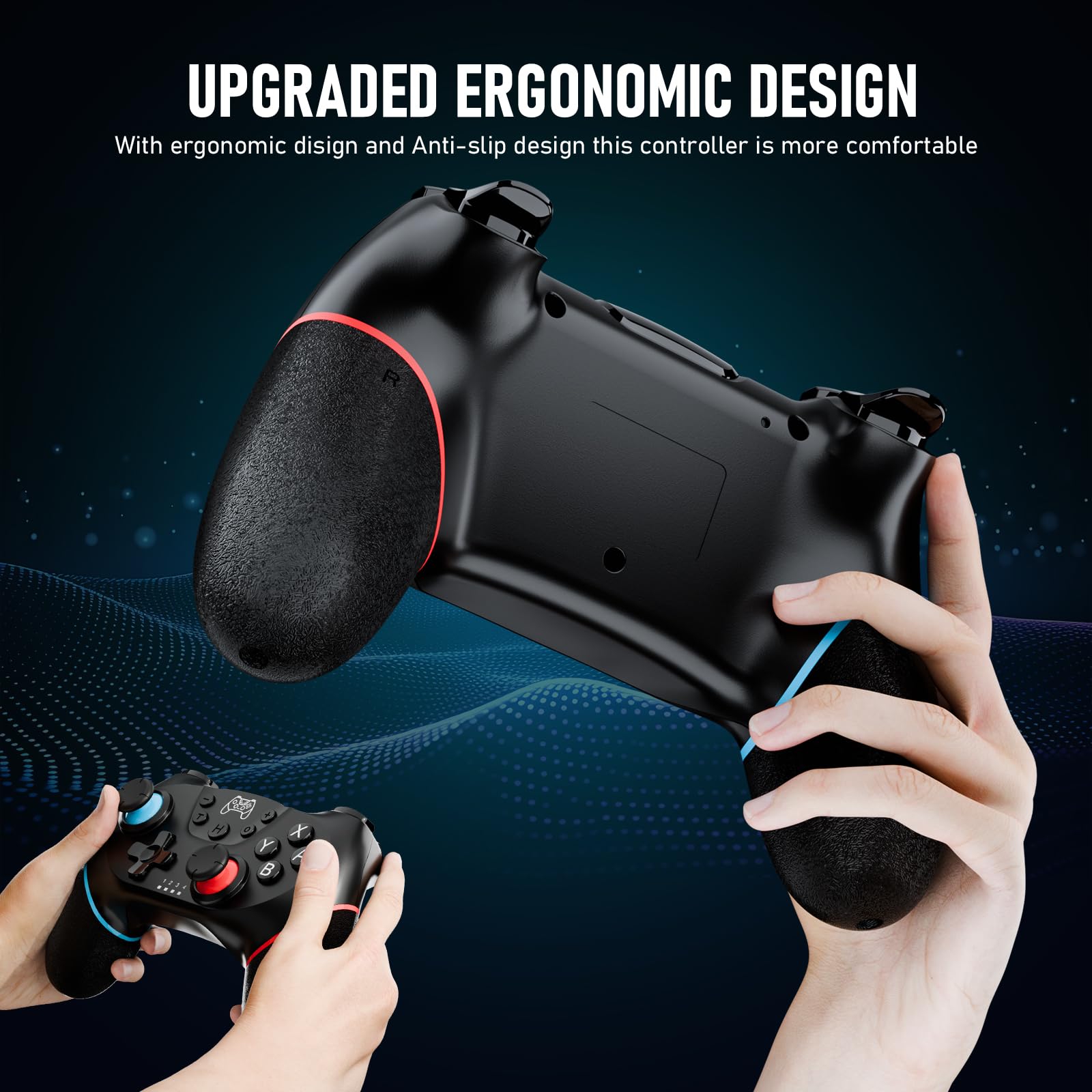 UPGRADE Manette pour Switch, Manettes sans Fil pour Switch/Switch 2/Switch Lite/Switch OLED, Manette pour Switch Pro avec ONE KEY WAKE UP/CAPTURE D'ÉCRAN/Turbo Adjustable/Vibration Réglable/ 6 Axes